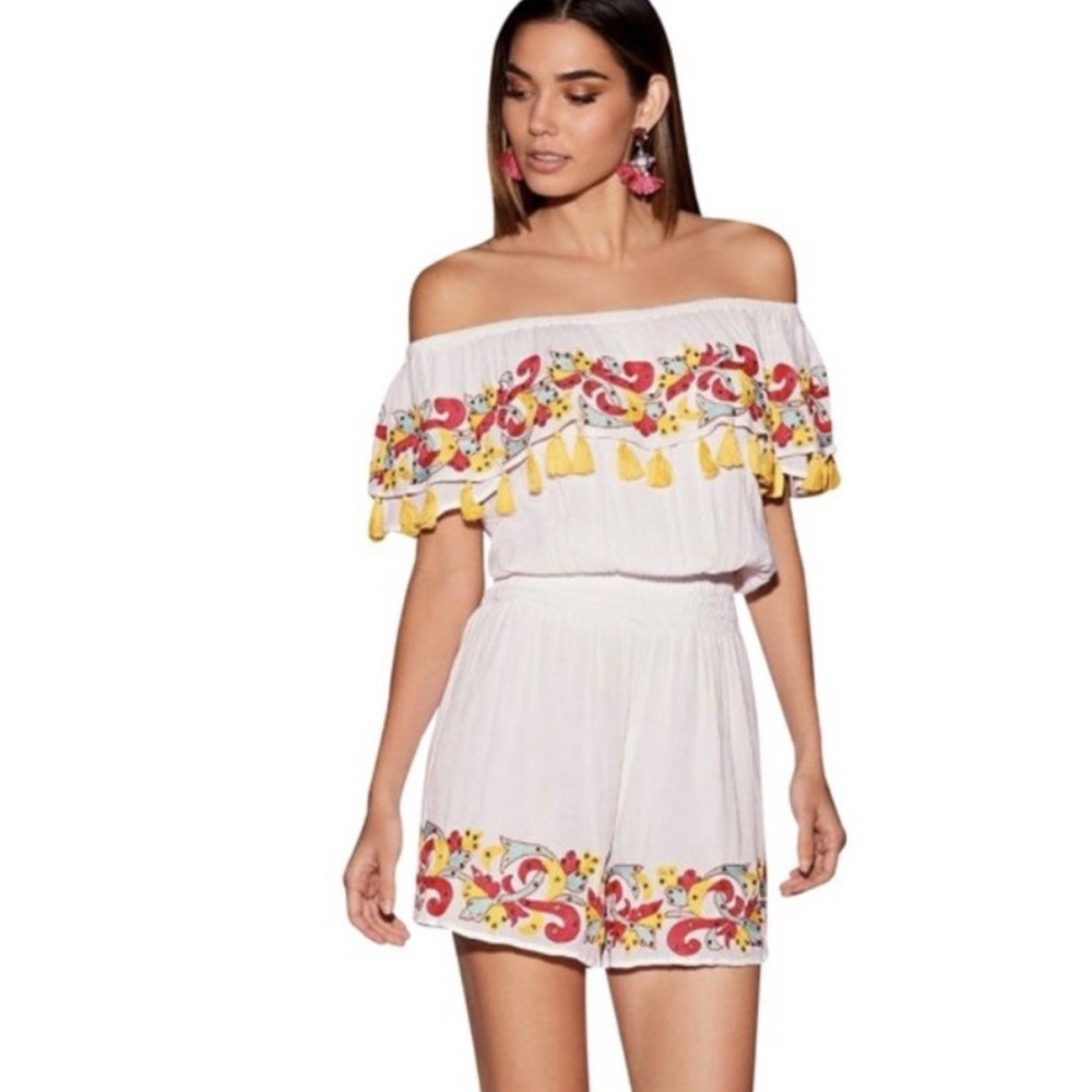 Off Shoulder Embroidered Romper Boston Proper - Size Large - NWOT